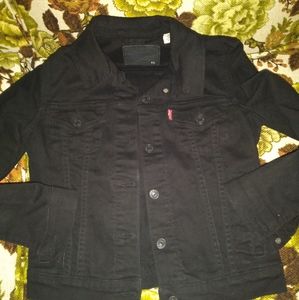 LEVIS BLACK DENIM TRUCKER JACKET WOMENS XS